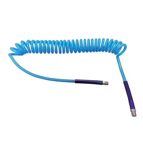 Interstate Pneumatics Clear Blue Polyurethane Recoil Hose 1/4 Inch x 15 feet Solid Fittings HR74-015 - main